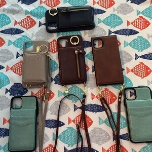 6-iPhone 11 phone case with wallet. 3 have a crossbody strap.